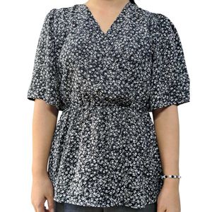 Chic Floral Print V-Neck Top