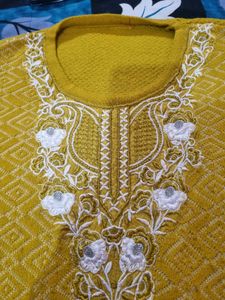 Elegant Mustard Yellow Woolen Salwar Suit Set with