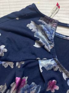 Navy Floral Print Top