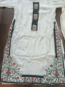 Embroidered White Kurta Set with Dupatta
