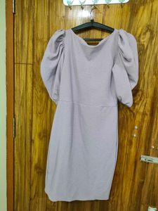 Lavender Puff Sleeve Wrap Dress