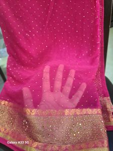 Elegant Pink Embellished Saree