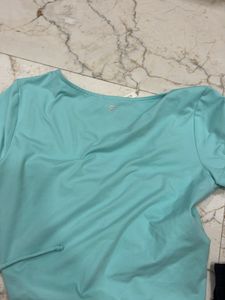 Mint Green Ruched V-Neck Top
