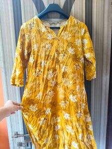 Yellow Floral Print Kurta