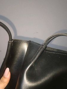 Chic Black Faux Leather Tote Bag