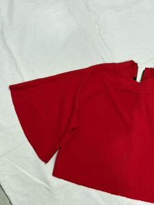 Chic Red Bell Sleeve Top