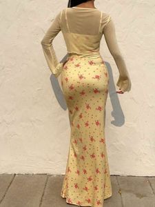 Cute Floral Yellow Maxi Dress