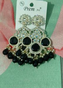 Black &amp; White Stone Pakistani Earrings | Brand New