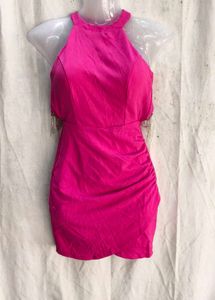 60209. Hot Ruched Mini Dress with Back Chain