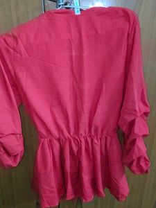 Chic Red Peplum Top