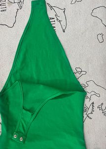 ZARA - UK 8 size Green One-Shoulder Bodysuit