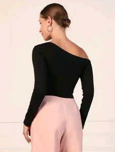 Black Off-Shoulder Cropped Top