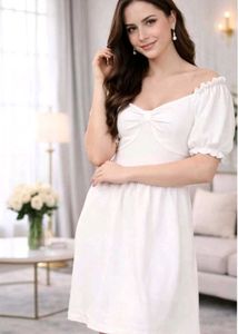 Cute Puff Sleeve Off-Shoulder Mini Dress
