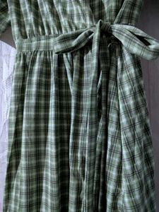 Green Plaid Wrap Dress
