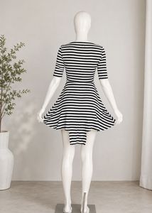 Striped Fit and Flare Mini Dress