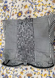 Gingham Lace-Up Tube Top y2k