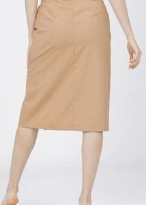 Stylish Beige Midi Skirt with Tie-Up Detail