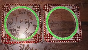 Exquisite Square Bangle with Green Accent