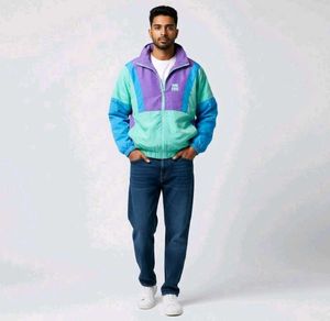 Retro Color Block Windbreaker Jacket