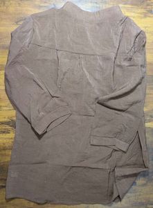 Brown Button-Down Tunic Top
