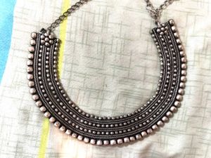 Boho Silver Oxidized Choker Necklace