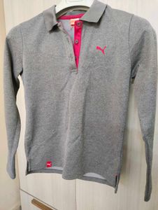 Puma Grey Long Sleeve Polo Shirt