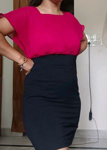 BESIVA Hot Pink &amp;Black 🖤 Contrast Dress