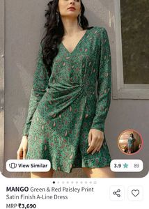 Green & Red Paisley Print A-Line Dress