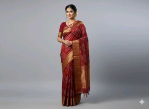 Elegant Red & Gold Saree