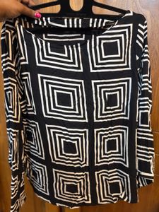 Monochrome Geometric Print Top