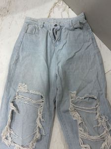 Ripped Wide-Leg Jeans