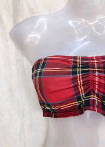 Tartan Plaid Strapless Tube Top