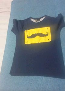 Men's Navy T-Shirt with Moustache Graphic