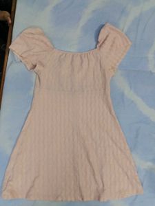 Cute Pink Puff Sleeve Mini Dress