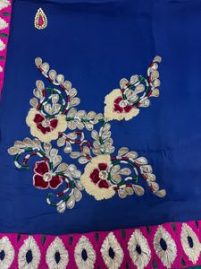 Blue Gota Patti n thread work saree