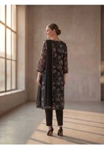 Elegant Black Floral Kurta Set