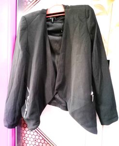 Chic Black Open Front Blazer