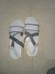 Cement Sky-blue Heel Belt Slippers