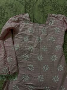 Pink Embroidered Kurta with Bell Sleeves