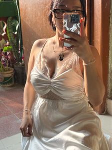 Elegant White Lace Detail Slip Dress
