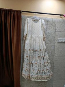 Elegant Embroidered long Anarkali Kurta with Pant