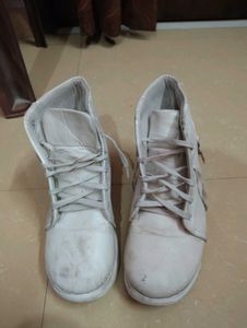 Chunky White High-Top Boots