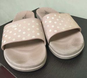 Frisbee Beige Polka Dot Casual Sliders for Women