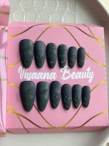 Matte Grey Leaf Press-On Nails