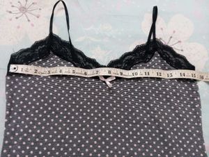 Cute Polka Dot Sleep Cami with Lace Trim