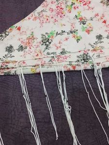 Floral Print Scarf with Tassels