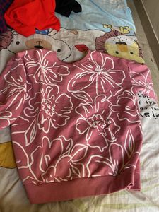 Pink Floral Print Sweatshirt