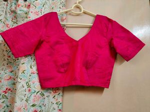 Dark Pink V-Neck readymade Blouse