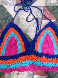 Boho Rainbow Crochet Crop Top