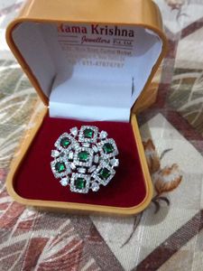 pure silver Stunning Emerald &amp; Diamond Statement R